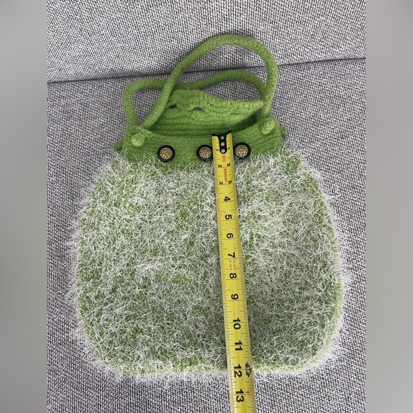 Green Textured Shoulder Bag with Fuzzy Finish - Picture 8 of 16